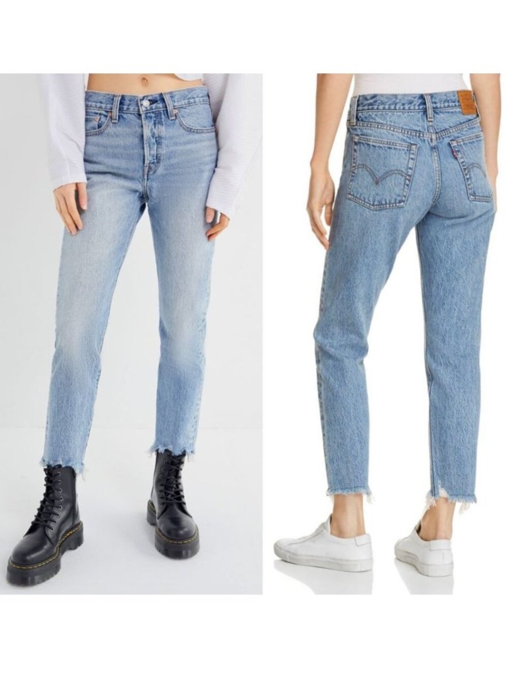 Levi's Light Wash High Rise Wedgie Raw Hem Ankle Jeans